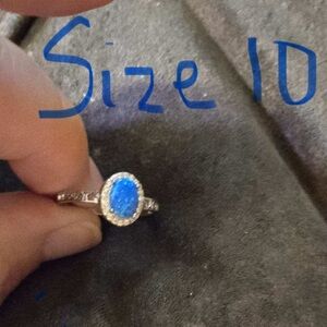 Size 10 Blue Opal Ring! .925 Sterling Silver